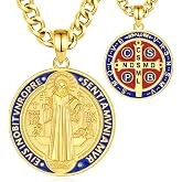AEONSLOVE Miraculous Medal/Orthodox Cross 925 Sterling Silver Cross Necklace for Men Women, St Benedict/Michael Arcangel/Virg