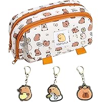 Set Cancelleria Capybara Carino - Astuccio PVC, Penna Multicolore 10 In 1, 50 Adesivi E Portachiavi, Regalo Per Studenti - 4