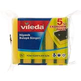 Vileda Plain Hygienic Dish Sponge, Economical Package of 5, Green