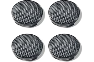 PTDecals 4 X 60 mm coprimozzo coprimozzo per cerchioni con motivo in fibra di carbonio, adesivi a griglia per veicoli auto universali (nero nero)