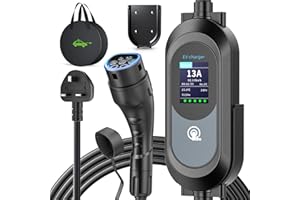 ZYNCOVE EV Charger Cable Type 2 to 3 Pin Plug 15M/49.21Ft, Max 3.1kW [6 to13A] Electric Car Charger,Portable Charging Cable with 2.4″ LED Screen,12H Timing Delay,Advanced Protection IP67/IP65 for EVs & PHEVs