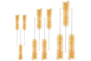 stonylab 10 Pack Tube Brushes, Bristle Test Tube Bottle Wash Cleaning Brushes with Radial Tufted End for Laboratory, Size Assorted