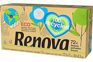 Renova Mouchoirs boîte Recyclé, emballage et papier recyclé, 3 plis, 72 mouchoirs