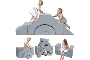‎MEMORECOOL MeMoreCool Kindersofa Spielsofa, Modulares Bausteine-Sofa, Baby-Schlafsofa zum Klettern und Krabbeln, Softbausteine für Kinderzimmer oder Spielzimmer, Mini Sofa mit Rutsche und Treppe, Gray