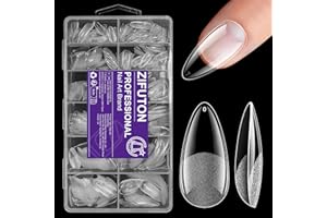 ZIFUTON 600Pcs Capsule Americaine Ongle Amande, 12 Tailles Faux Ongles Amande Medium, Acrylique Nail Tips Pour Les Studios De Manucure Et Diy Nail Art à La Maison