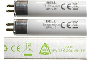 BELL Paquete de 2 tubos fluorescentes de 8 W, T5, 300 mm, 12 pulgadas, color blanco frío, tapa G5 de 4000 K, para luces de emergencia y tira de luces de 8 W, iluminación de campana 05410