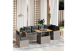 Amorsee Balkon Lounge Verstellbare Tischplatte Loungemöbel Balkon Sofa Rattan Gartensofa Gartenlounge Klein Ecklounge Lounge Möbel Outdoor Gartenmöbel Ecksofa Balkonmöbel Balkonsofa