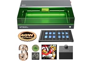 xTool S1 40W Grabadora Láser con Air Assist Kit y Panel de Nido de Abeja, Seguridad Cerrada, Enfoque Automático, 498 * 330mm, Cortadora Grabado para Madera, Metal, Cuero, Acrílico