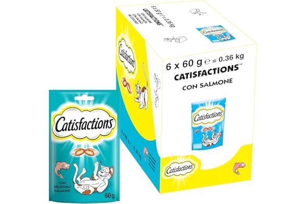 Mars Catisfactions Premios para Gatos, Sabor Salmón (Pack de 6 x 60g)