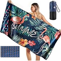 Serviette De Plage Géante 180x90 Cm Microfibre - Séchage Rapide, Motif Coquillages étoile De Mer - Idéale Plage, Piscine, Voyage