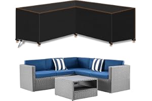 MUPAS Pokrowiec w kształcie litery L, plandeka na meble ogrodowe, wodoszczelna, wiatroszczelna, tkanina Oxford 420D, pokrowiec ochronny na meble ogrodowe w kształcie litery L, 250 x 250 x 110 cm