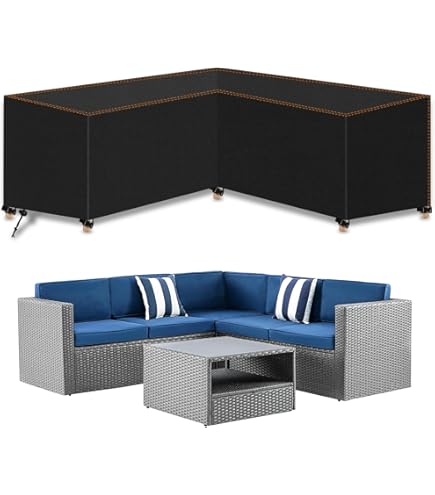 Zettum Afdekking voor tuinmeubelen, L-vorm, 215 x 147 cm, outdoor loungebankhoes, 600D Oxford PU, waterdichte meubelsets