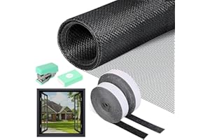PITMT Zanzariera Finestra, 100x200cm Rete Zanzariera Nessuna Perforazione, Zanzariera in Fibra di Vetro con Nastro adesivo, Zanzariere per Finestre per Soggiorno Finestra da Tetto porta Balcone
