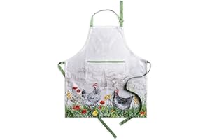 Maison d' Hermine Grembiule da cucina, 100% cotone, 1 pezzo con collo regolabile, tasca centrale per donna/uomo, chef, cucina