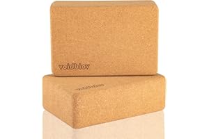 VOIDBIOV Set di 2 blocchi da yoga in sughero, mattoncini professionali per esercizi a casa, fitness, facile da impugnare, superficie antiscivolo, 22,9 x 15,2 x 7,6 cm/22,9 x 15,2 x 10,2 cm