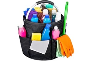 Wanheart Cleaning Caddy with Handle, 18L Foldable Cleaning Supplies Organizer, MultiPocket Large Cleaning Caddy Bag, Multifunctional Organiser for Home, Kitchen,Bathroom Professional Cleaning Supplies