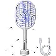 Electric Mosquito Zapper, USB Rechargeable Fly Killer Racket, 5000V High Power Fly Zapper, Bug Zapper Racket with Charging base, Mosquito Killer Racket for Insect Killer for Flies, Gnats, and More