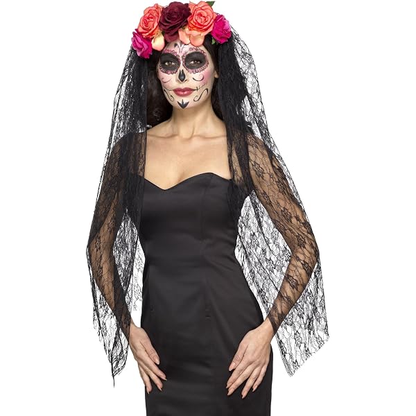 Forum Novelties Day Of The Dead Senora Mask – Schwarze Spitze Mit Rosen