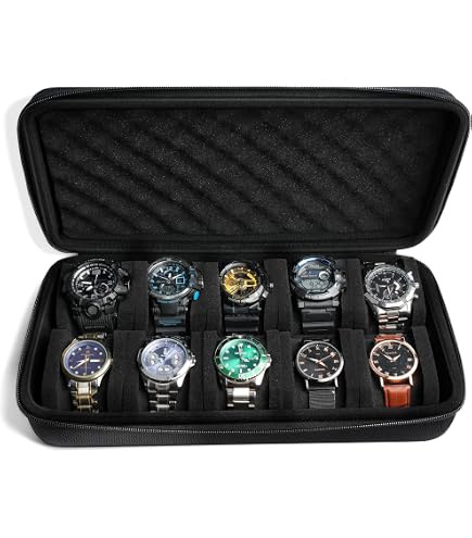 AUKURA Étui Rigide Voyage 6 Montres Homme – Boîte De Rangement Luxe Noire Avec Poignée & Compartiments Extra