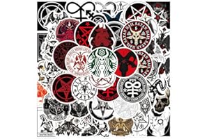 BRIC DODO Lot de 50 autocollants Satanic,Pour ordinateur portable,Pour guitare, skateboard, ordinateur portable, voiture, moto, vélo, gothique, sorcière, étoile satan, vinyle, étanche, enfants, adultes