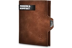 GENTO DESIGN GERMANY GenTo® SMARTLET portfel Slim Wallet – portfel z przegródką na monety i bez – certyfikat TÜV ochrony RFID NFC – mały mini portfel, cienkie wąskie etui na karty dla mężczyzn i kobiet, w zestawie pudełko na prezent, Kompaktes Münzfach | Reißverschluss