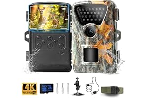 MAXDONE Wildkamera mit Bewegungsmelder Nachtsicht 4K Wildkamera Testsieger Jagd 0,1s Auslöser Wildtierkamera 120° Erfassungswinkel Infrarot Nachtsichtkamera Outdoor Testsieger IP66 Wasserdicht