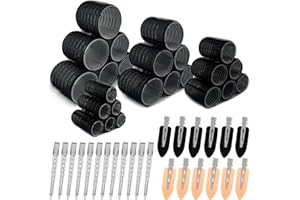 TOPBELIEF 48 Pezzi Bigodini Hair Rollers Autoadesivi Bigodini Grandi Set con Clip Bigodini 4 Misure 60mm 48mm 36mm 25mm per Salone Fai da te Parrucchiere Acconciatura
