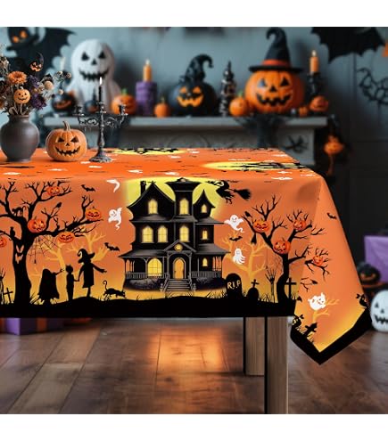 Tovaglia Rettangolare Autunno 140x180 Cm Con Zucca E Tacchino - Antimacchia E Impermeabile Per Ringraziamento