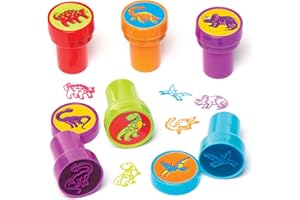 Baker Ross AV293 Dinosaur Self-Inking Stampers for Arts and Crafts — Novelty Toys for Kids, Perfect Party, Loot or Prize Bag Filler (Pack of 10), 20mm