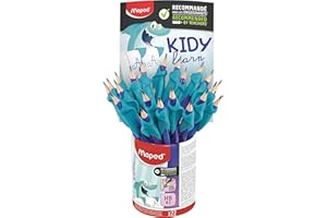 Maped – 22 Crayons graphites et guides-doigts amovibles – Guide-doigts en matière soft de couleur bleu – Outil d’apprentissage écriture pour graphites.