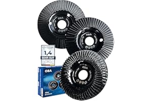 OBA Disco abrasivo de madera para amoladora angular de 125 mm, 3 unidades de madera, extracción de tocones, disco de fresado para moler, tallar formas - orificio de enfriamiento automático