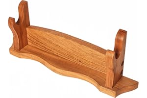 Mythrojan Medieval Sword Stand Solid Wood Horizontal Display Rack for Katana, Samurai, Gladiator, Crusader Swords Elegant Tabletop Holder, 1-Tier