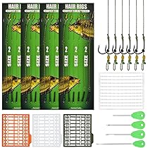Hair Rig Carp Fishing Rig Kit 45pc Set With Hooks, Braided Line