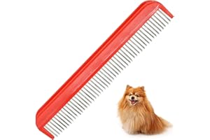 Sabar Pet Touch Large Detangling Pet Comb With Rotating Teeth - Red