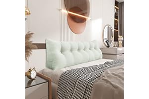 Johnear Lniana poduszka do czytania, duża trójkątne oparcie, zagłówek łóżka, poduszka klinowa, poduszka lędźwiowa, do łóżka dziennego, na sofę (biała, 180 cm)