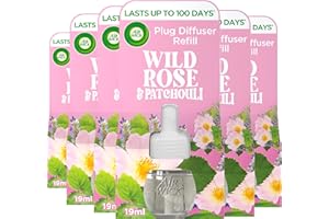 Airwick Air Freshener Plug In Diffuser Refill| Room Air Freshener|Fragrance : Wild Rose and Patchouli| Contains : 6 Refills| Usage: Lasts Upto 600 days (100 Days per refill)