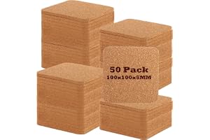 LDHHYH 50-pack Korkunderlägg 10 cm, Fyrkantigt Underlägg 5 mm, DIY Underlägg för Glas, Muggar, Hantverk, Möbelpad, Bar, Konto