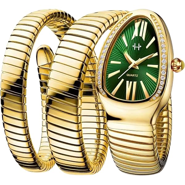 Classic Serpentine Gold Snake Coil Wrap Crystal-Embellished Statement Watch Luxury Gold Snake Wrap Bracelet Watch for Women | Stylish  main image 4
