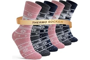 Niorasen Thermosocken Damen, Valentinstag-Geschenk für Sie, Wollsocken, Warme Wintersocken Damen, Dicke Stricksocken, Winter Socken Gemütlich und Atmungsaktiv 6 Paar 39-42 35-38