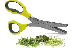 Granny's Kitchen - Ciseaux Cuisine à Herbes Aromatiques - 5 Lames en Acier Inoxydable & Peigne de Nettoyage - Outil Professionnel pour Coupe Alimentaire