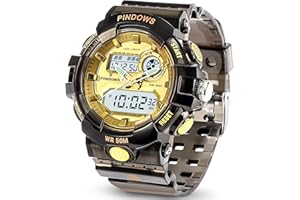PINIDOUS Relojes Mujer Relojes Deporte Digital para Mujer Adolescentes,Luz LED 7 Colores,Gran Pantalla Digital Analógica Impermeable Relojes con Alarma,Cronómetro,Timbre horario,Relojes Militares Multifunción