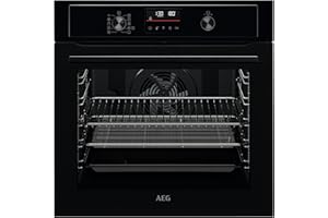 AEG 3000 Series Integrated Oven with AirFry BEX535A61B, 72L, Fast Heat Up, Multilevel Cooking, Turbo Grill, Fan Controlled Defrosting, Aqua Cleaning, LED Light, Built-In 590x560x550mm, Class A+, Black