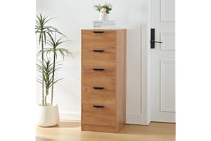 [en.casa] Cajonera para Salón Mueble Versátil Aparador con 5 Cajones de Estilo Atemporal para Dormitorio Sala de Estar Recibidor MDF 108 x 40 x 40 cm - Roble