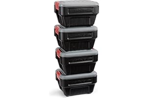 RUBBERMAID ActionPacker - Caja de almacenamiento, negro, 8 Gal - 4 Pack