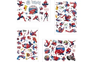 LANSEEDE Temporäre Tattoo Set Kinder Tattoos für Spider,4 Blätter Super Kindertattoos Aufkleber Stickers für Geschenktüten Kindergeburtstag Mitgebsel Mädchen Jungen