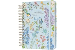 Kokonote A5 Academic Diary 2025-2026 Page A Day - Seasonal Flowers | Academic Planner 2025-2026 With Stickers, Student Essentials For University, Back To School Supplies