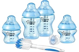 Tommee Tippee Closer to Nature Newborn Baby Bottle Starter Set, Breast-like Teats with Anti-Colic Valve, Blue