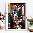 Giraffe Lavatory Lounging: Whimsical Wall Art for a Unique Touch Wall Art Giraffe Gifts for Women Bathroom Decor