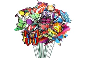 Woohome Set di 150 Pz Farfalle Decorative Giardino, 5 Dimensione Pali da Giardino con Farfalle e Libellule da Giardino per Esterni Cortile Terrazza Fioriera Vaso di Fiori Giardino Decorazione