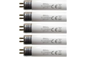 5 Pack of 13W T5 525mm 21" Fluorescent Tubes Cool White 4000k G5 Cap Bell Lighting 05412